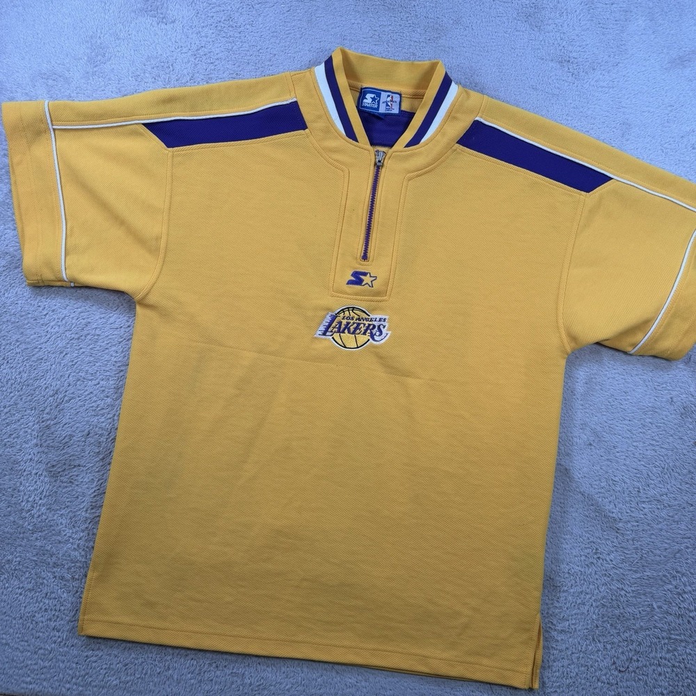 Vintage Los Angeles Lakers Starter Pullover Men's M Basketball Warm Up 1/4 Zip
